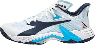 Diadora Men's B.Icon 3 All Ground Tennis Shoe. White/Blue, Size 8