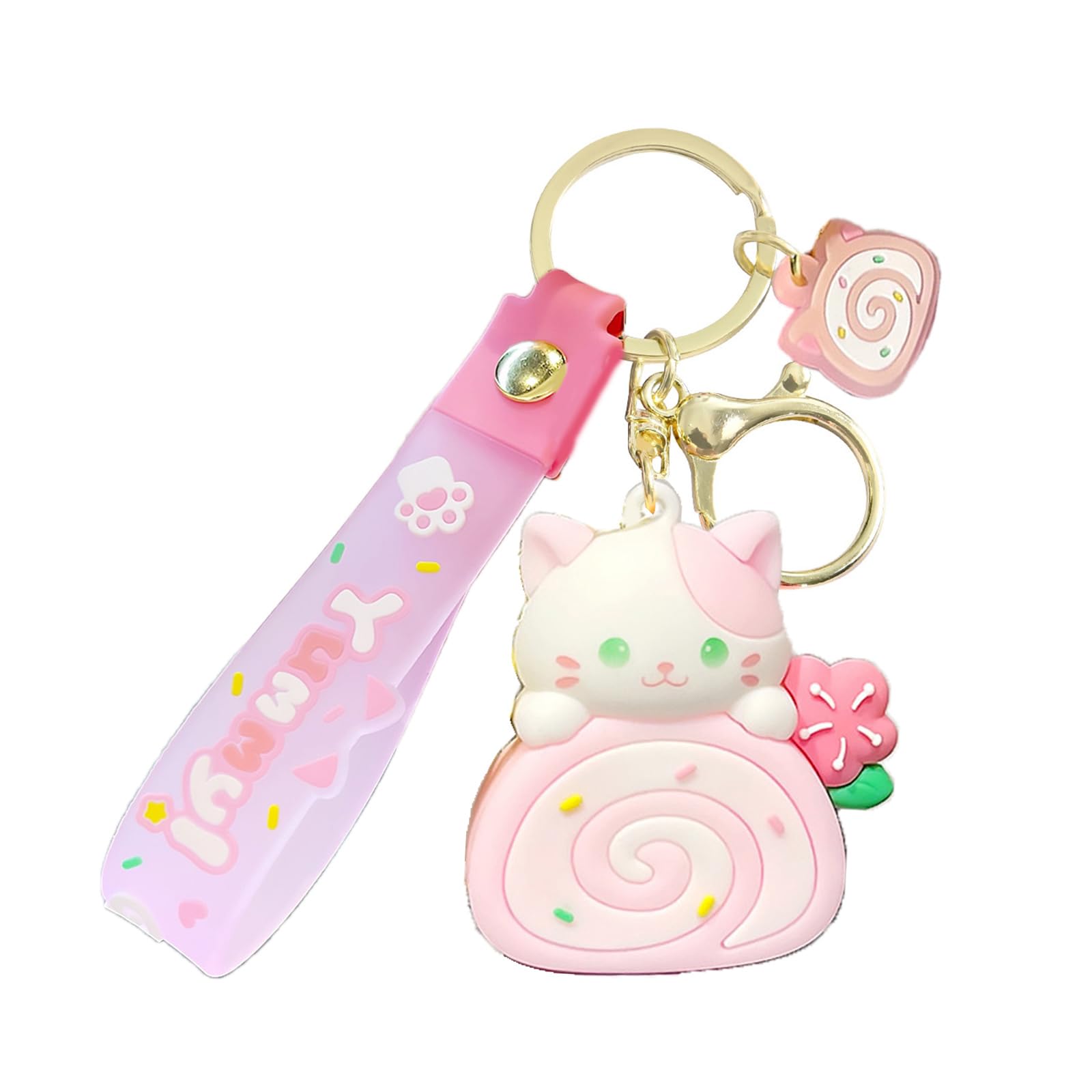 Cartoon Keychain keychain Anime key chain Cartoon cat cake roll pendant phone charm Bag deoration