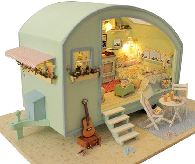 Architecture Model Building Kits with Furniture LED Music Box Miniature Wooden Dollhouse Time Travel Series 3D Puzzle Challenge