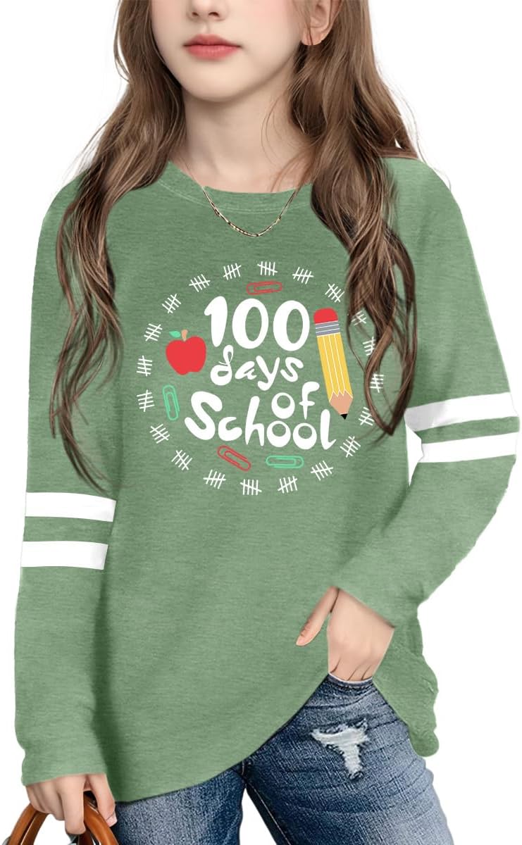100 Days of School Shirt Kids：Happy 100 Day Shirts Boys Girls School-Day Tshirts Cute Graphic Tee Tops 4-12y