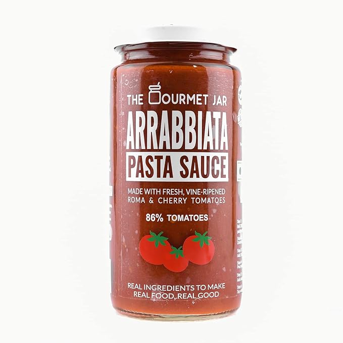 Arrabbiata Pasta Sauce 390g| 100% Natural| Vegan| Fresh & Spicy| Vine-ripened Cherry Tomatoes| No Added Preservatives| No Refined Sugar| Gluten Free| No Trans-fat| Fresh and Natural Ingredients| Toss on Spaghetti, Penne, Fusilli, Whole wheat Pasta| Spread on Pizza with Cheese| or use as a dip| Healthy and Delicious| Keto-friendly| Pack of 1