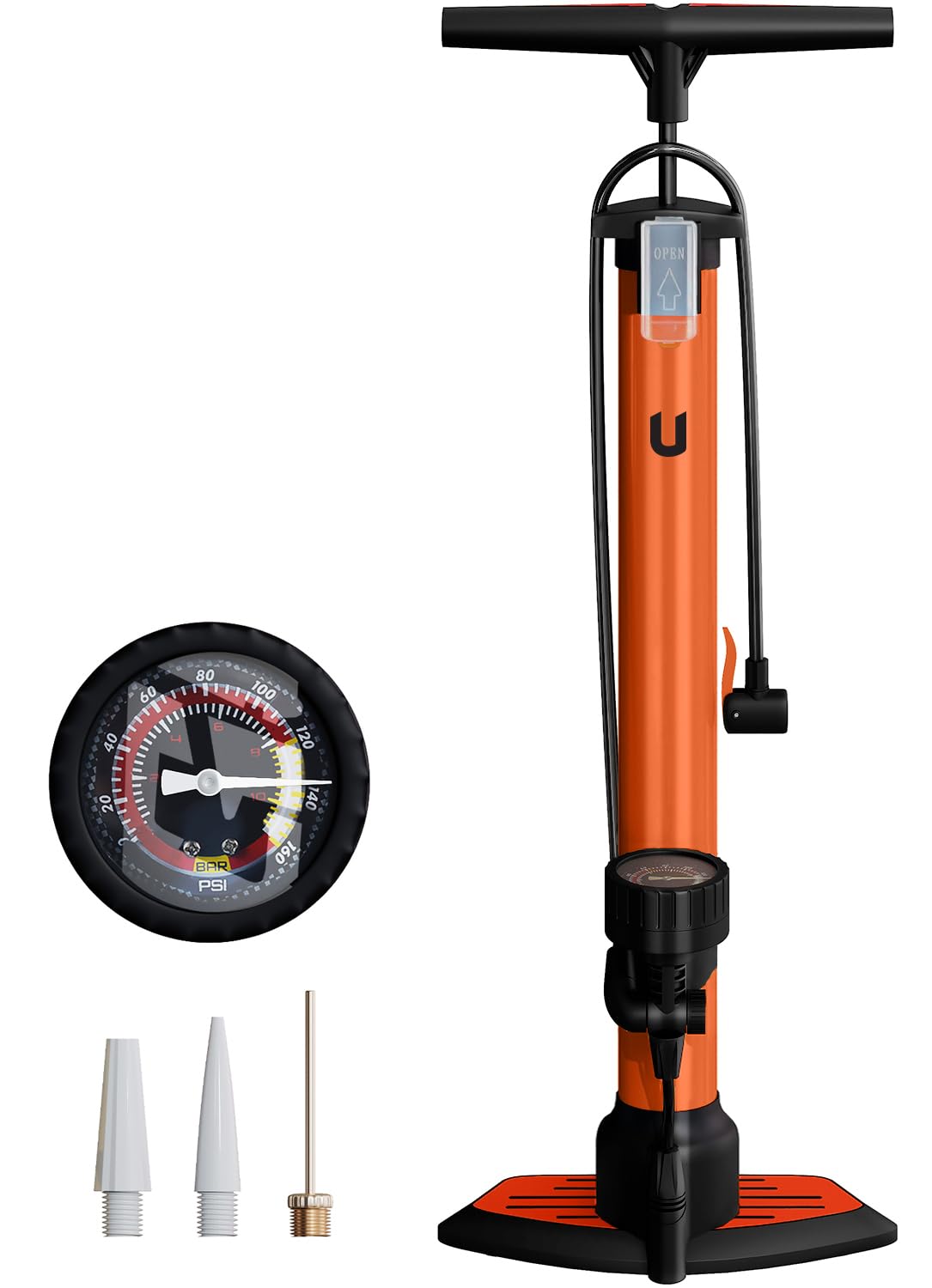 unycos - Bomba de Bicicleta con Manómetro de Alta Presión y Válvulas【Presta | Schrader】 160 PSI/11 Bar | Inflador de Ruedas, Neumáticos, Pelotas, Flotadores, Anillos de Natación, 63x23 cm — view 7