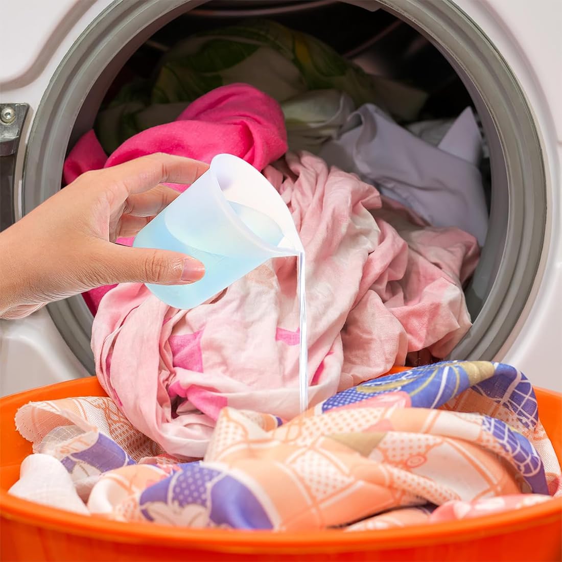 2 Pezzi Misurino per Bucato, 150 ml Silicone Misurini Liquidi Riutilizzabile Misurino per Detersivo per Bucato, Niente più Disordine o Perdite per la Casa Dormitorio