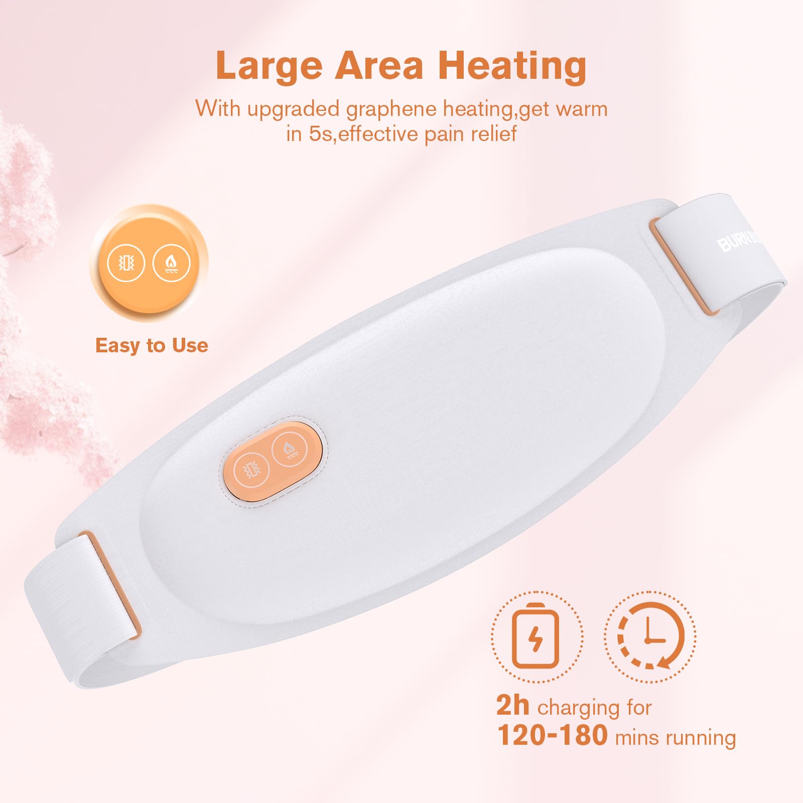 Wärmegürtel Periode, Elektrischer Heizgürtel mit 5 Heizstufen & 7 Massage-Modi Tragbares USB Heizkissen Menstruations Wärmegürtel für Periodenkrämpfe und Linderung von Kr