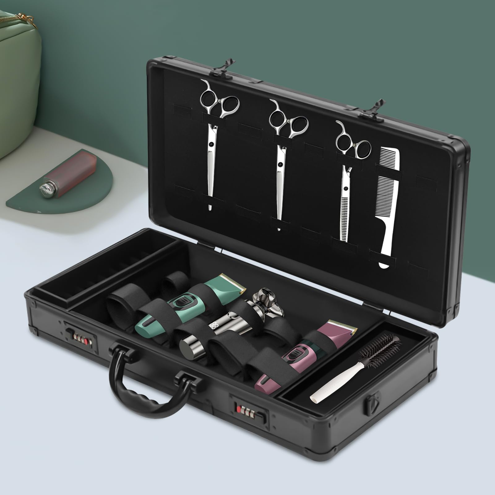 Maletín de peluquería portátil para peluquería, estuche para guardar herramientas, bolsa de peluquería, bolsa de transporte, herramientas, bolsa de viaje, cortador de pelo, caja de herramientas
