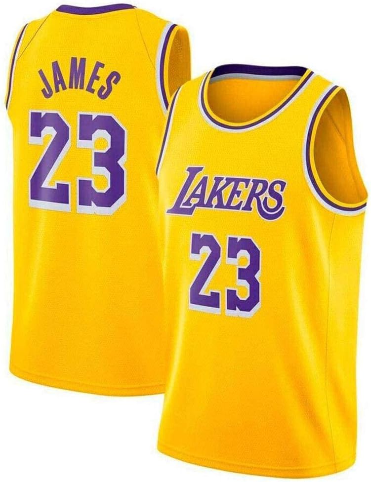 BHDYHMMen's Jersey Lakers 23# Lebron James Retro Basketball Shirt Summer Uniform Embroidery Tops Basketball Suit Mesh Swingman Jersey Sportswear, Unisex Sleeveless T-shirt