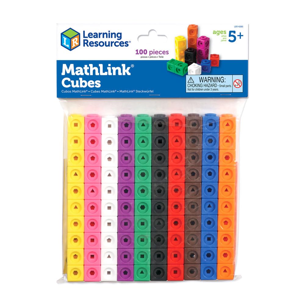 Learning Resources MathLink Cubes Set of 100, Ages 3 4 5, Counting Blocks