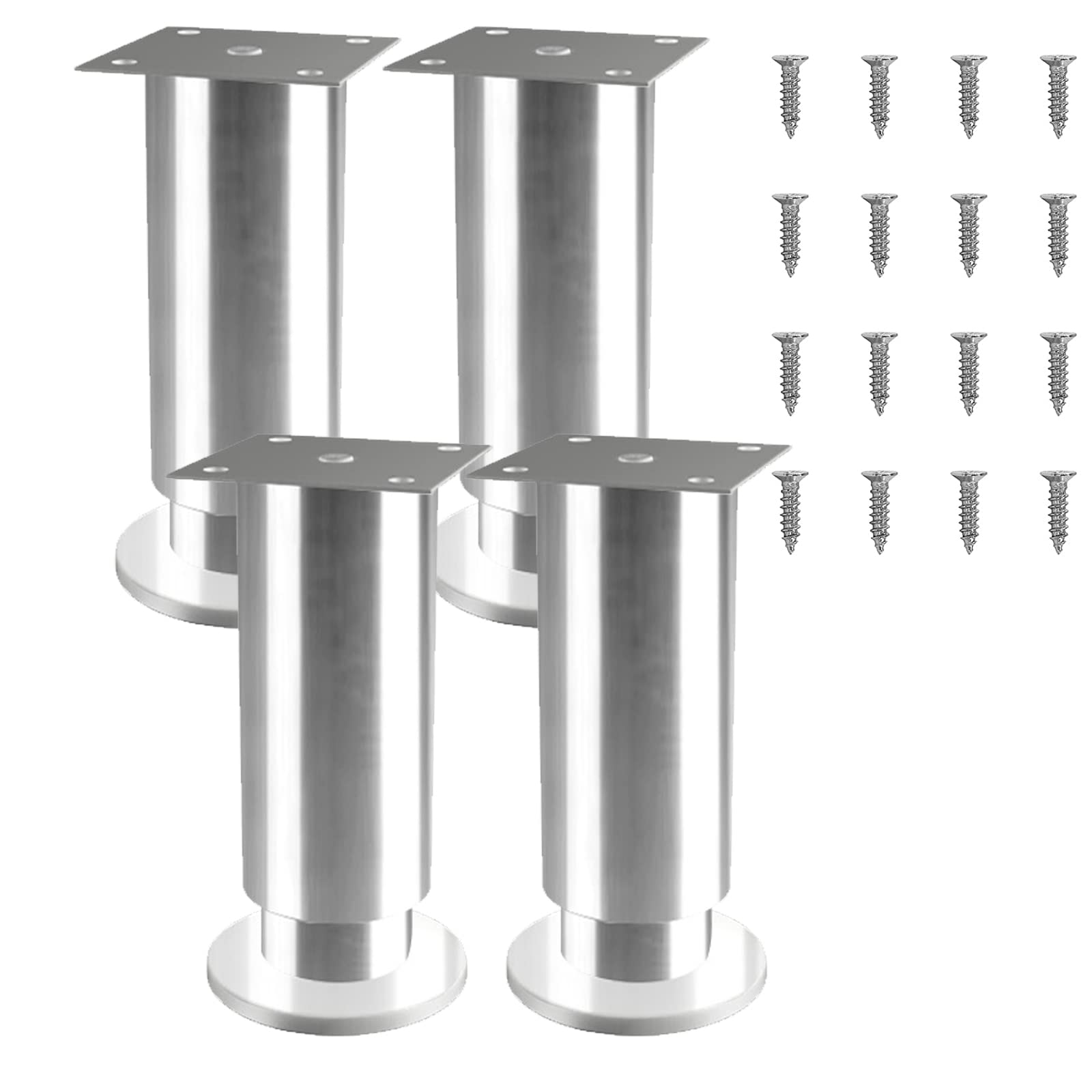 SRHIMEOS Pieds De Meubles en Acier Inoxydable, Lot de 4 Pieds De Table à Vis,Remplacement Pieds De Lit Métallique pour Canapé Chaise Cabinet Fauteuil Armoire Meuble TV (18cm/7.08in)