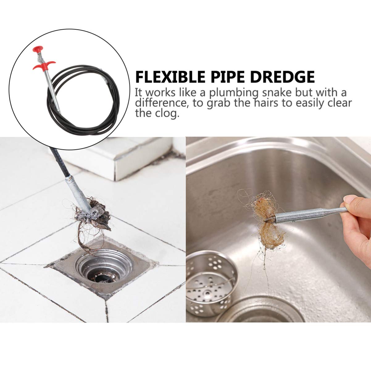 Hemobllo Pipeline graafmachine haak toiletslak afvoerverwijderaar reinigingsgereedschap afvoerverstopping remover pipeline graafmachine haak multifunctioneel pijpgraafgereedschap