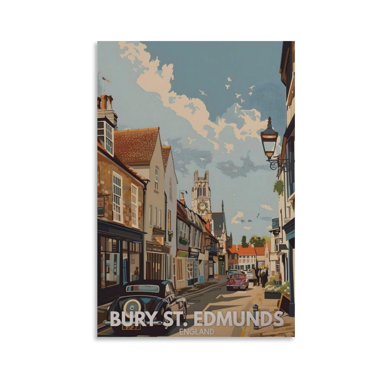 Gqvcjsw Bury St. Edmunds Poster, British Travel Canvas Poster Bedroom Decor Landscape Office Room Decor Gift 20X30inch(50X75cm)