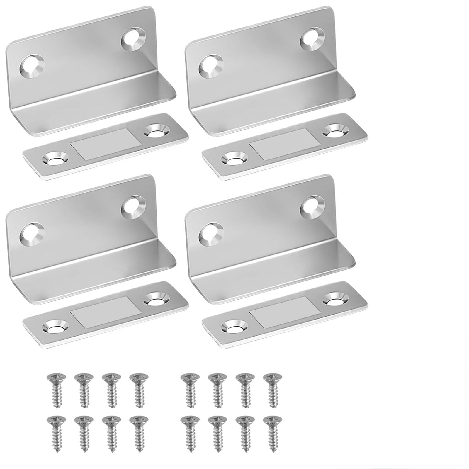 4 PCS Cabinet Door Magnets Catch,L Shape Magnets For Cupboard Doors,Magnetic Door Catches For Cupboards With Screws,Magnet For Cupboard Door Closer,Adhesive Cabinet Magnet For Kitchen Wardrobe Sliding