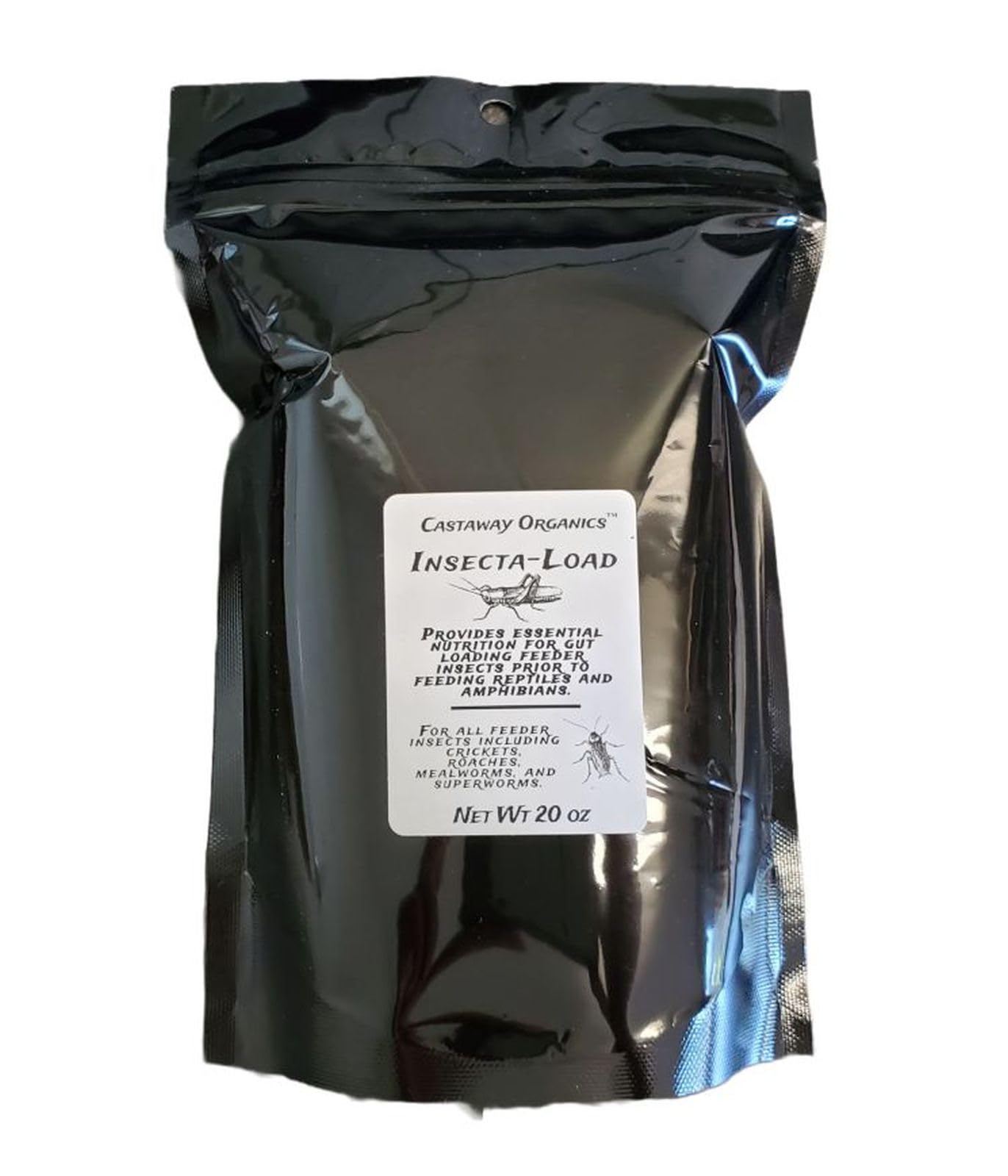 Castaway Organics Insecta-Load Gut Load for Feeder Insects (Crickets, Mealworms, Superworms, Dubia) 20 Ounce