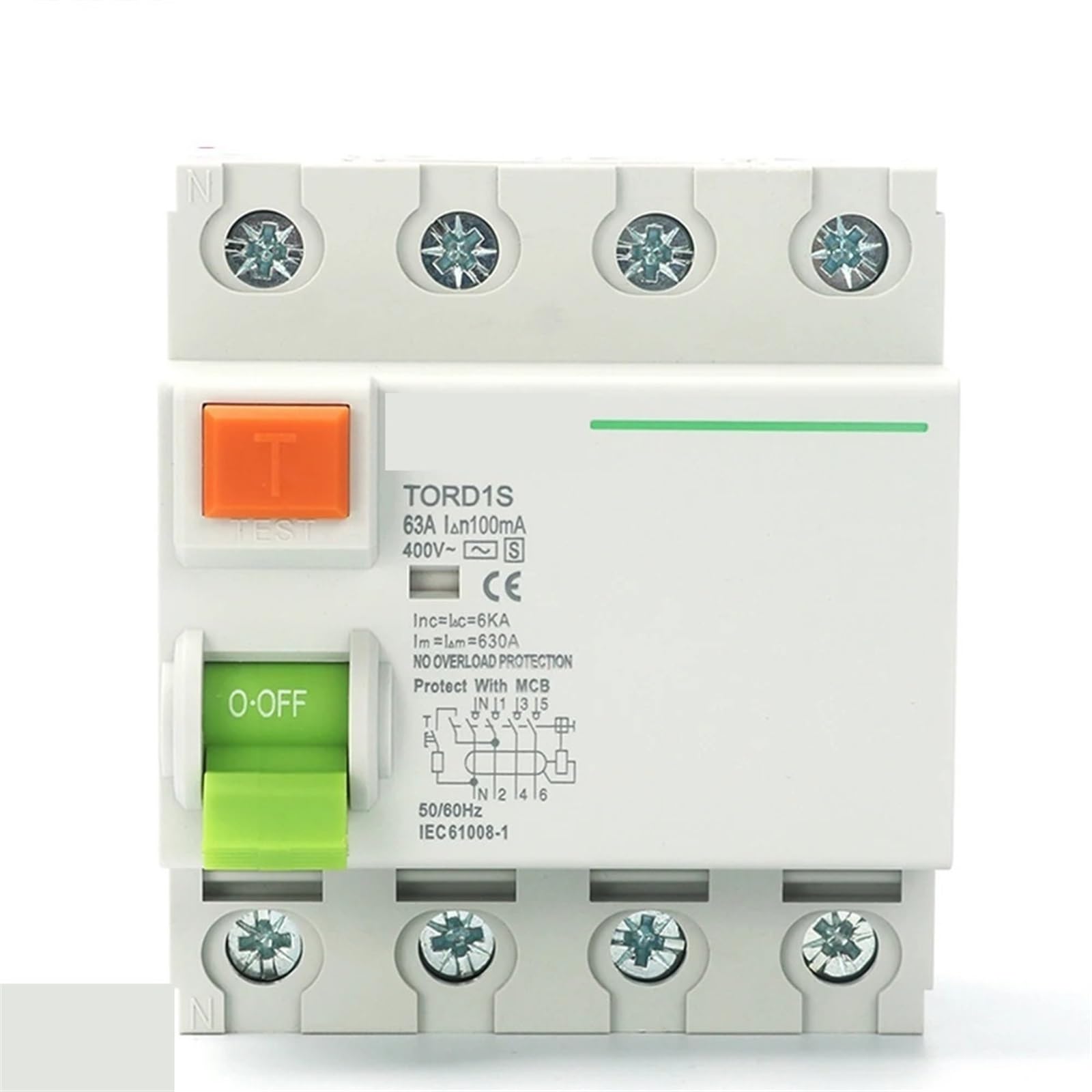 Interrupteur différentiel 4 pôles pour tableau électrique avec disjoncteur Type S 6A - 7