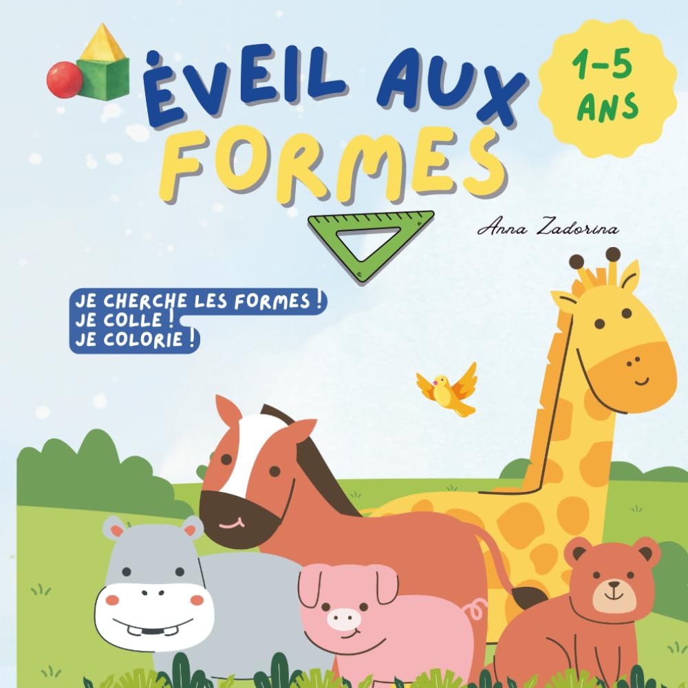 Éveil aux formes: Colle, joue et colorie • Apprentissage des formes (rond, carré, triangle)