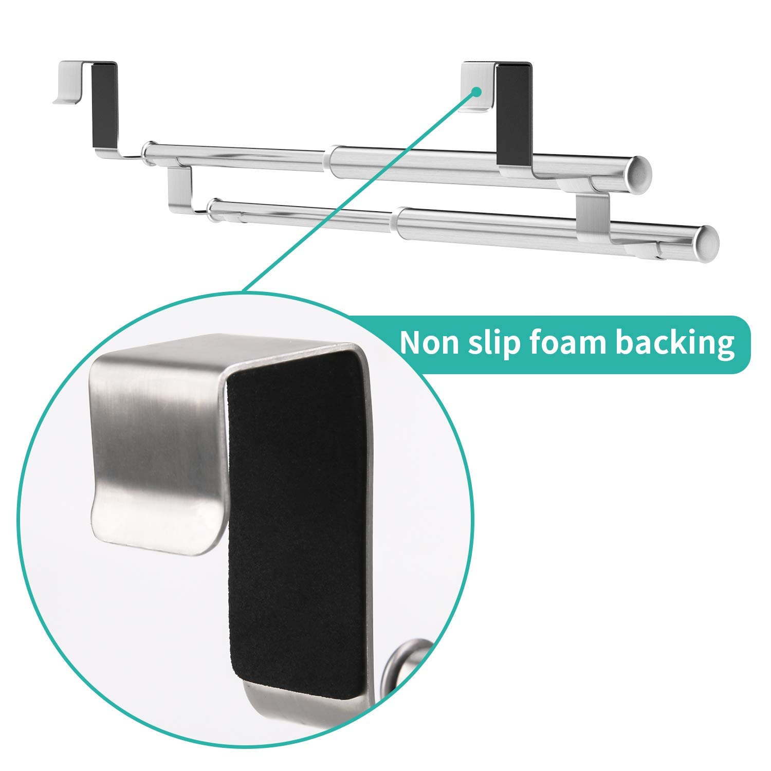 Kitchen Towel Holder Over Towel Bar Rack, Expandable Double Over The Door Towel