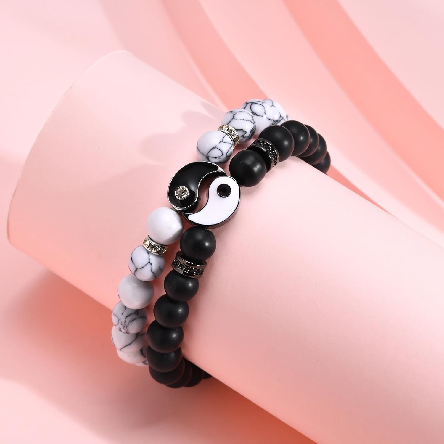 Couple Matching Bracelets Set - Stretch Bead Promise Bracelets For BF/GF