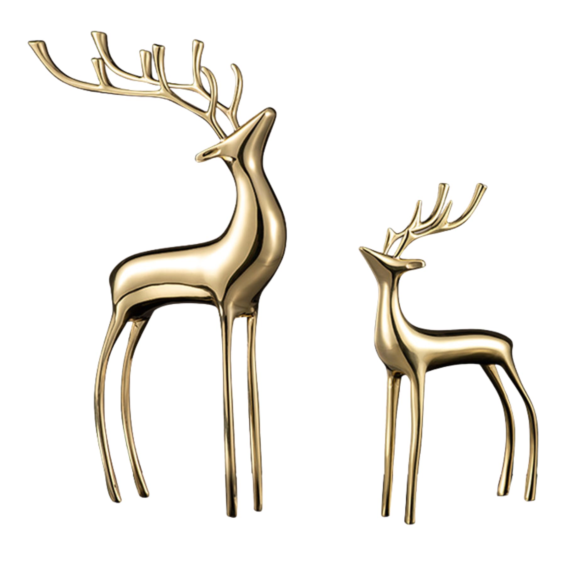 Aottsd Gold Bronze Bronze Deer Pair Sculpture Crystal Ball Home Christmas Office Decor