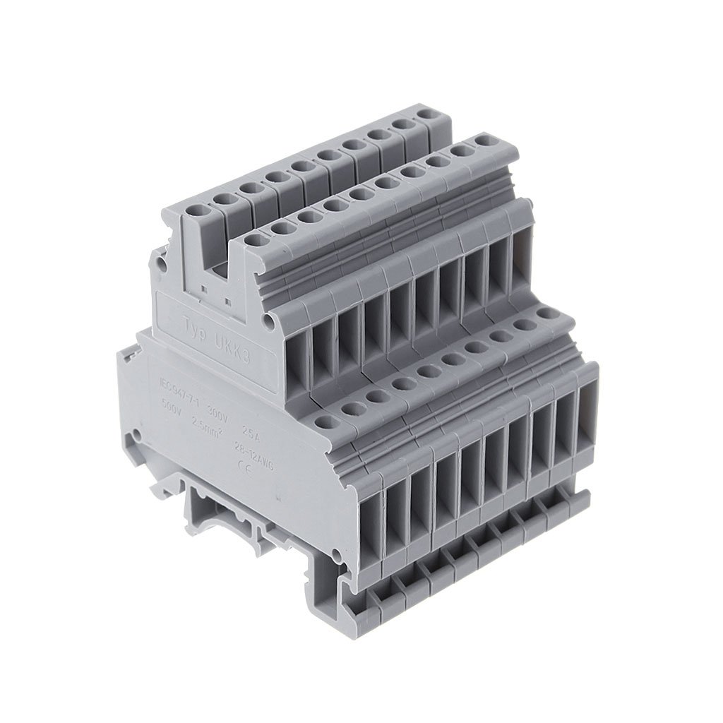 50 Pcs UKK3 Rail DIN Double Niveau Bornier Terminal 500V 25A 28-12AWG Gris pour La Maison Électroménager Circuits Électroniques Machines