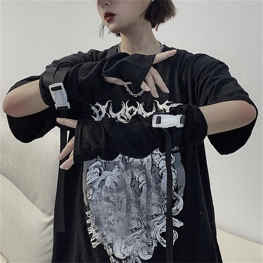Sup-Coente Goth Arm Warmers Y2K Arm Sleeves Fingerless Gloves