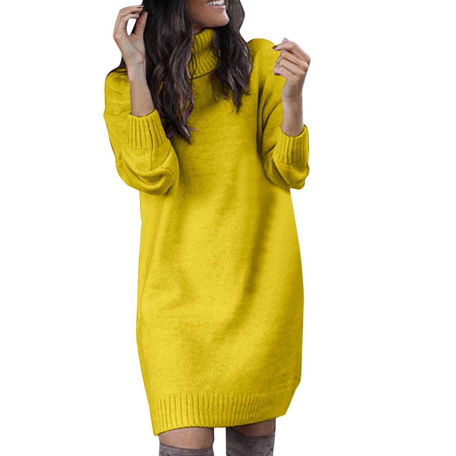 Sweater Dresses for Women 2025 Turtleneck Oversized Long Sleeve Knit Pullover Sweatshirts Fall Winter Warm Jumpers
