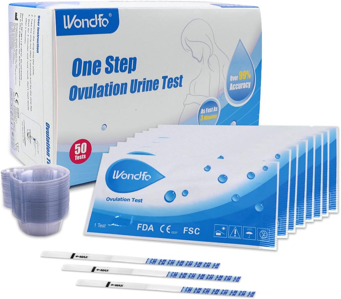 Wondfo 50 Ovulation Strips with 50 Urine Cups Urine Tests Ultra Early