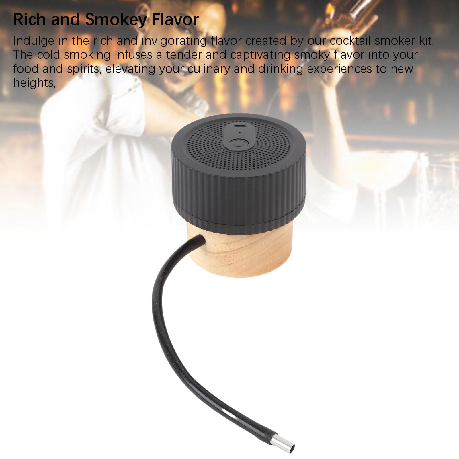 Kit per Affumicare Whisky, Efficiente Kit per Fumatori di Cocktail con 6 Trucioli di Legno per Bar di Casa, Infusore per Affumicatura a Freddo per Bevande, Cibo, Barbecue, Regalo Elettrico