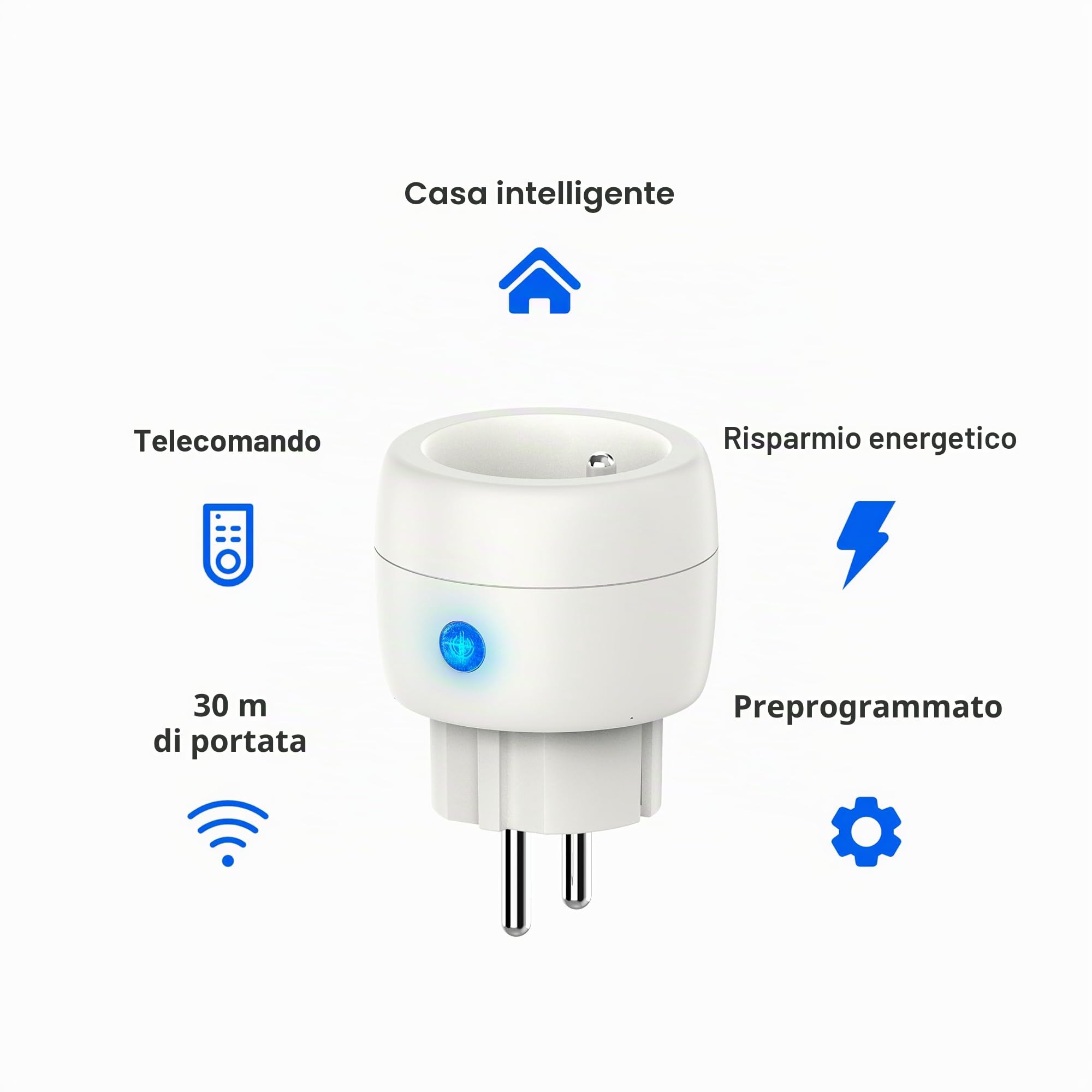 UCOMEN Prese Con Telecomando, 5 Prese Con 2 Telecomandi, 2300 W, Portata 30 M, Set Di Interruttori, Funzione Autoapprendimento Per Elettrodomestici, Bianco