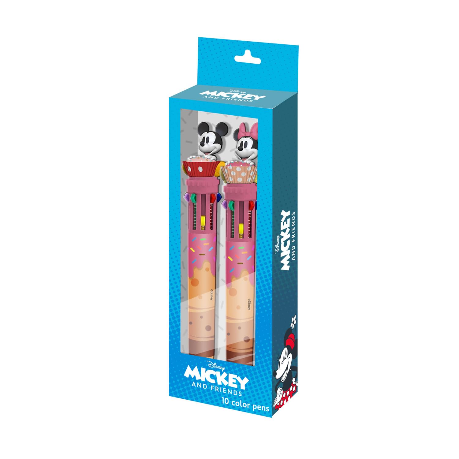Disney Mickey and Minnie Mix-Pack of 2 10-Coloured Pens, Blue, 9.5 x 23 cm
