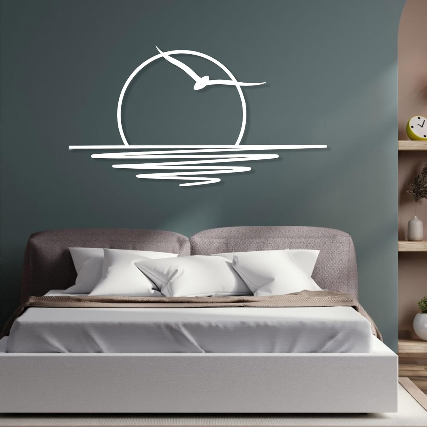 Sunrise Metal Wall Art, Sun And Seagulls Metal Wall Decor