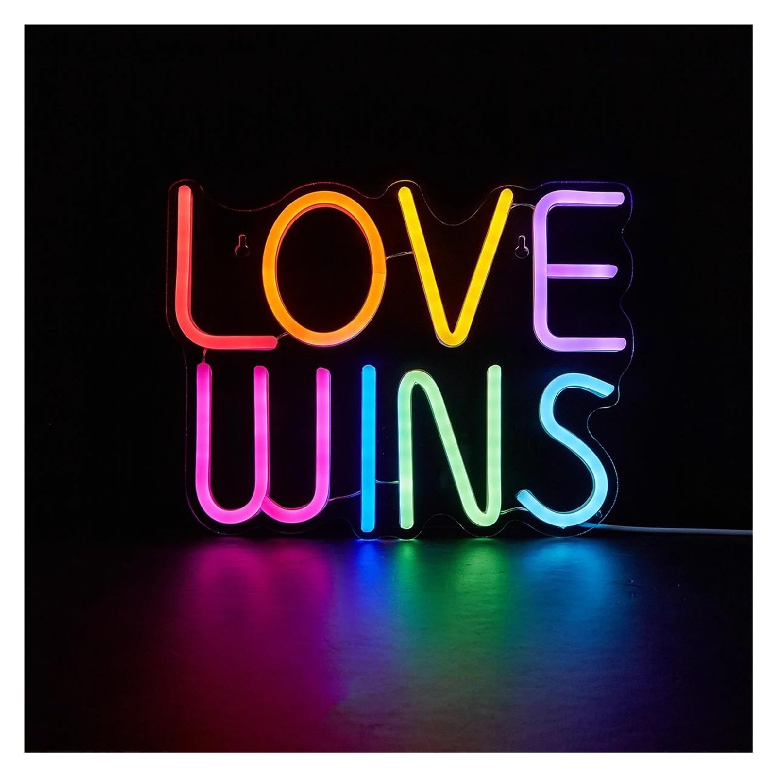 Luz de Diseño de Digital Letrero De Neón LED LOVE WINS, Luz Nocturna Alimentada Por USB Para Decoración Del Hogar, Fiestas Navideñas, Lámpara De Arte De Pared De 20.6cmx26.7cm