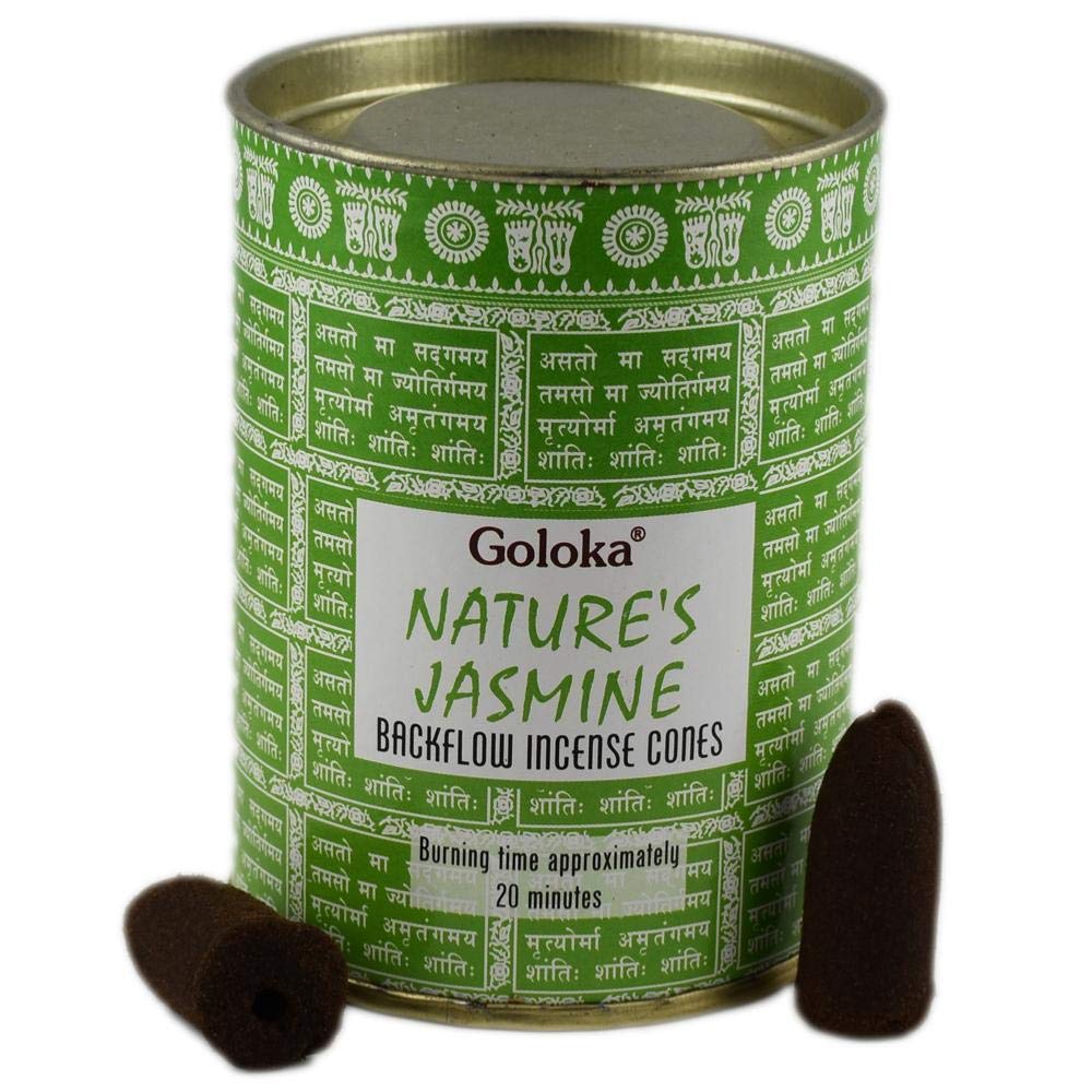 Goloka Backflow Incense Cones - Natures Jasmine - 24 Cones
