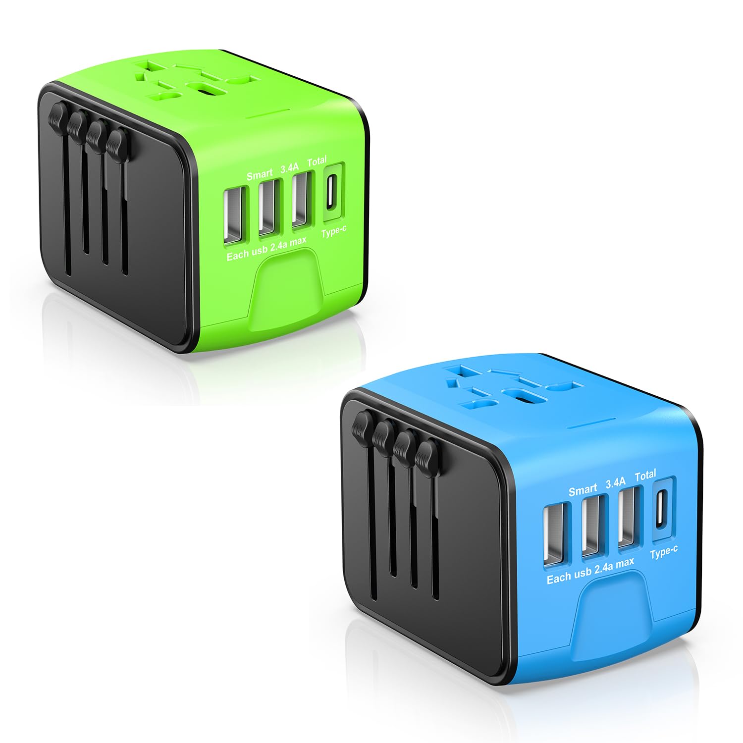 ISIXInternational Travel Adapter Universal Power Adapter Worldwide All in One 4 USB Perfect for European US, EU, UK, AUS,Asia 200+ Countries