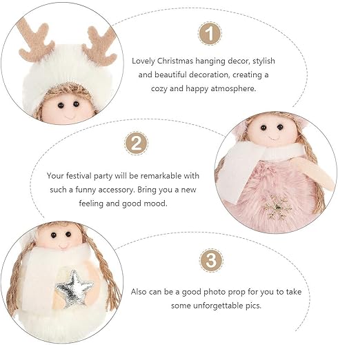 Miniatura 8 de NUOBESTY Adornos de Navidad, adorno de ángel, colgante de muñeca de Navidad, adornos rosas para árbol de Navidad, decoración de Navidad, 4 piezas