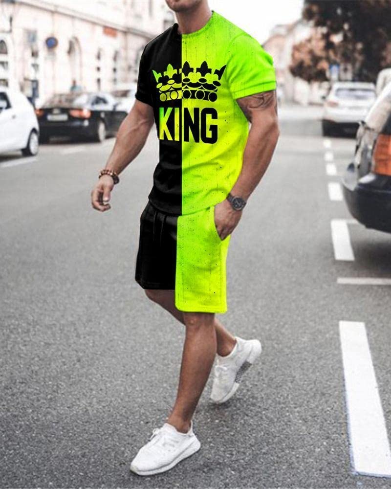 Chándal de verano para hombre, casual, deportivo, camiseta, conjunto de 2 piezas, ropa deportiva transpirable, 10, M