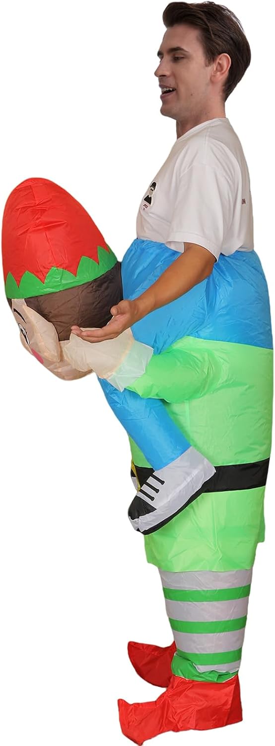 IHGYT HGYT Christmas Elf Inflatable Costume for Adults - Funny Blow Up Fancy Dress for Christmas Holiday Party - Image 3