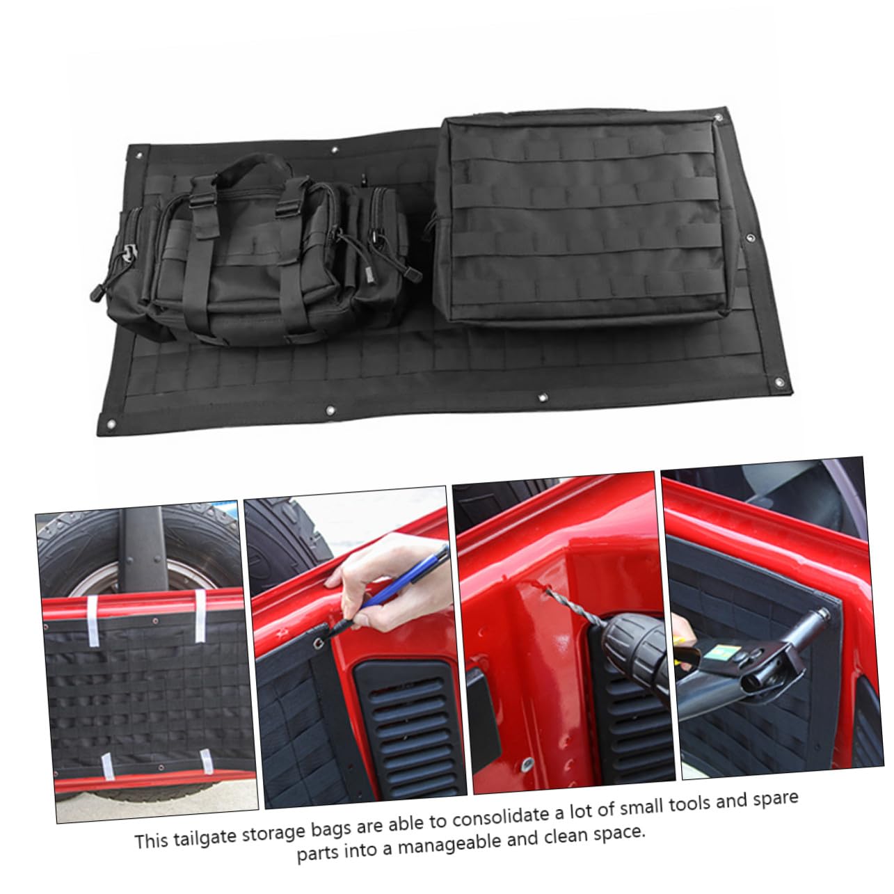 GALPADA Bolsa de Puerta Trasera de Vehículo Negra de Nailon para Coche