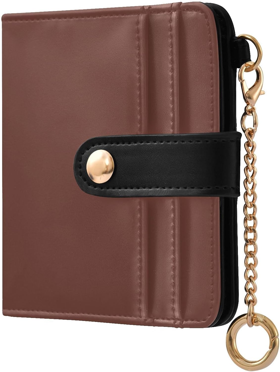 Yuiboo Brown Solid Color Ladies Premium Foldable Wallet Portable PU Leather Wallet for Woman Girl