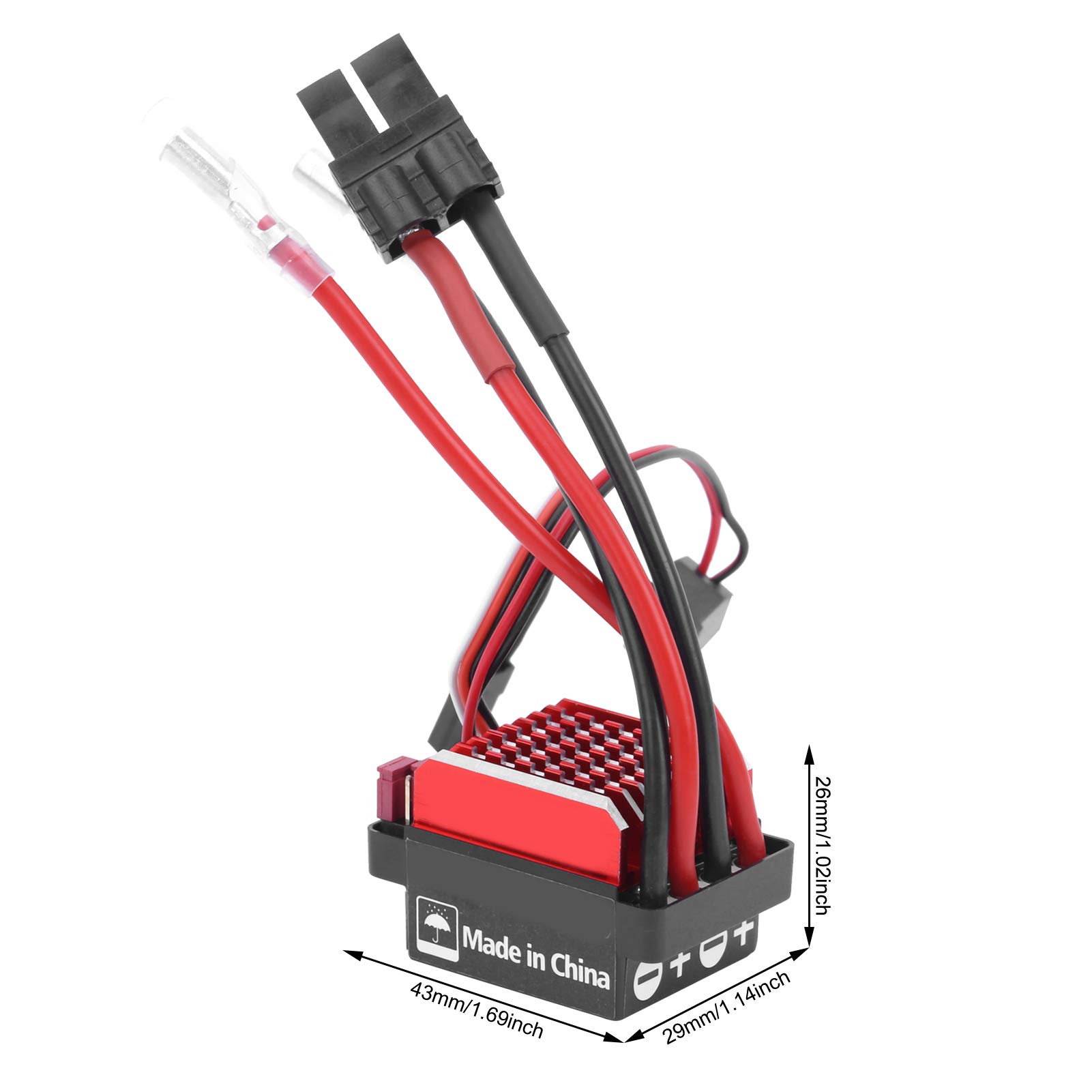 equlup 360A Electronic Speed Controller, RC Crawler Car Bidirectional Brushed ESC Engine Spare Parts Remote Control Equipment for 1/10 RV Overland Car Short Truck (T-Type Plug)