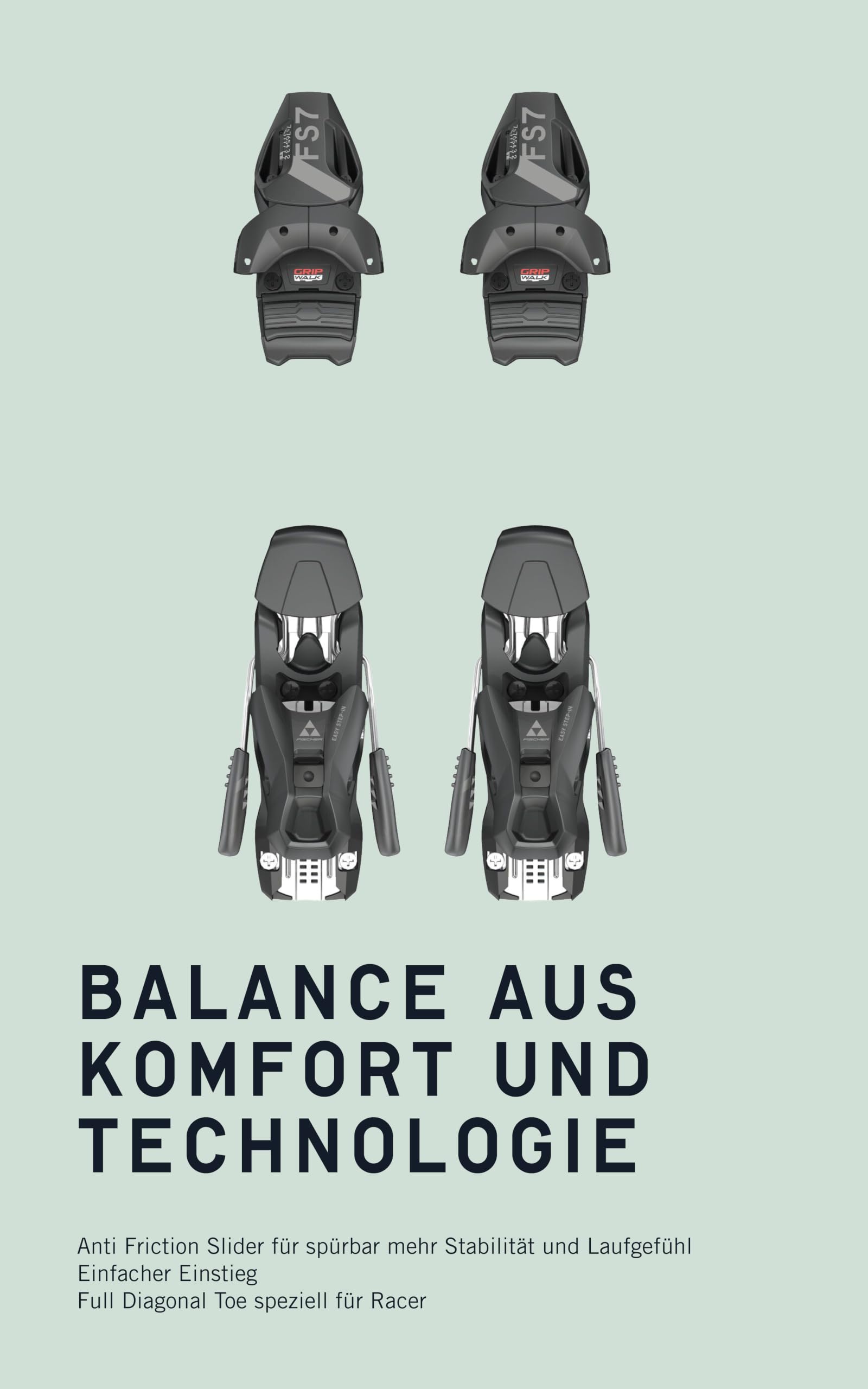 Fischer FS7 GW CA Skibindung Junior, Brake 90, Z-DIN 2-7.5, Schwarz