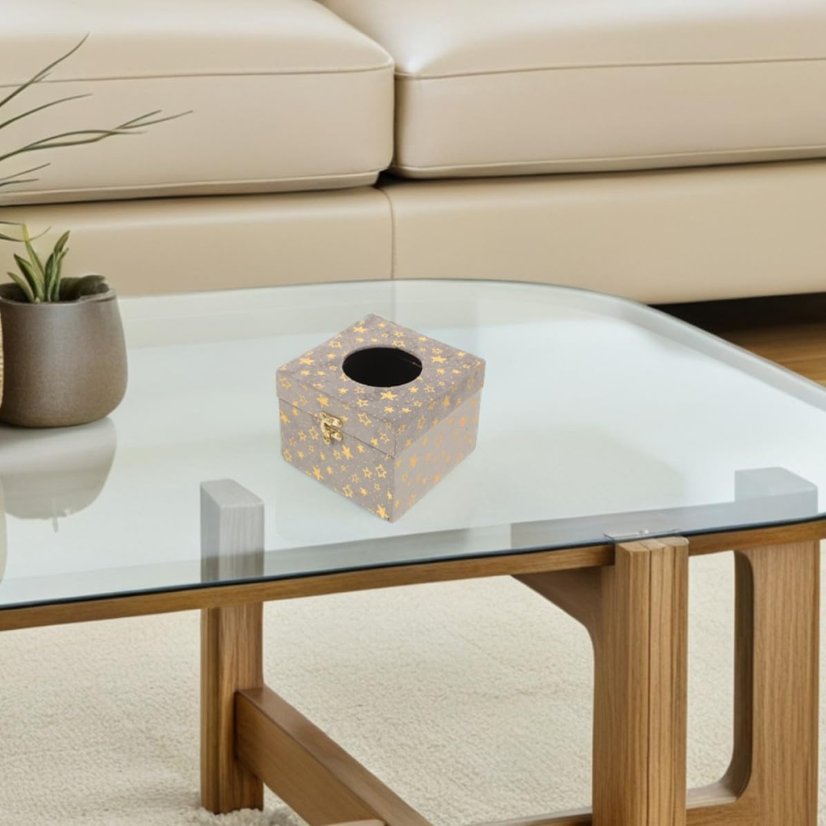 2pcs Vintage Wooden Velvet Tissue Box Cover for Desktop Home Use image 4