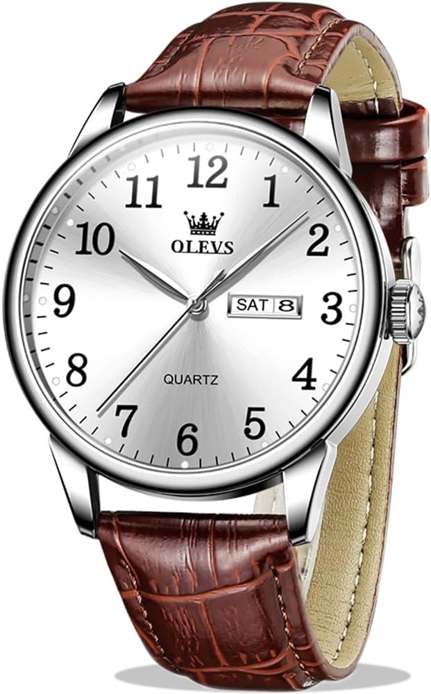 Mens Watches, Casual Leather Watches for Men Easy to Read Quartz Number Watch with Date Waterproof Blue/Black/Silver Face Men's Wrist Watchesโฆ