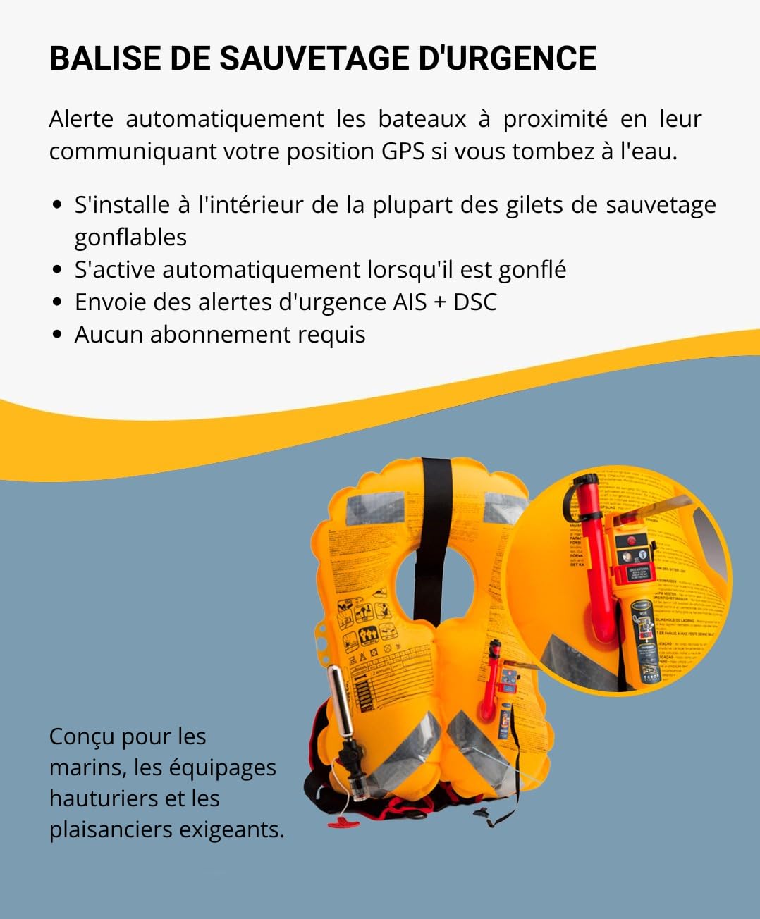 Ocean Signal rescueME MOB2 Radiobaliza Hombre al Agua (Aprobada Clase M) con AIS, DSC y GPS Integrado - Dispositivo de Seguridad Marítima Compacto, Impermeable y de Alerta de Rescate Instantánea | Activación automática del chaleco salvavidas