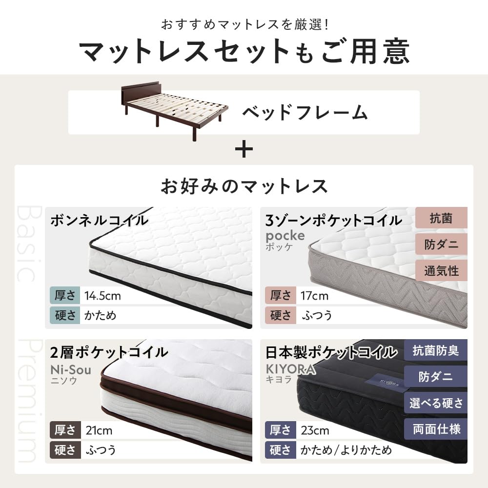 Amazon｜RASIK ベッド セミダブル フレームのみ ブラック 収納付き