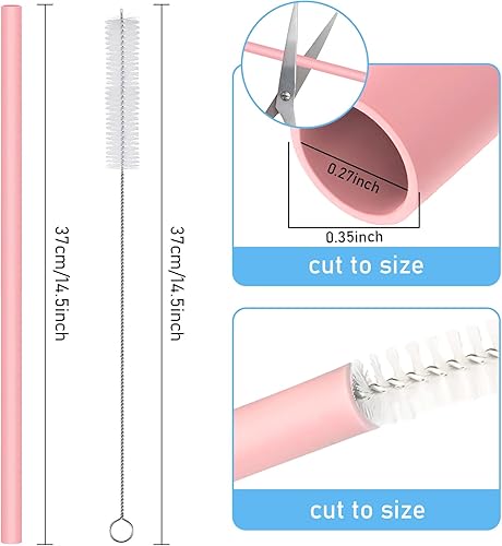Miniatura 4 de Paquete de 12 popotes de repuesto para vaso Stanley de 40 onzas y 30 onzas, popotes de silicona coloridos reutilizables de 12 pulgadas de largo con