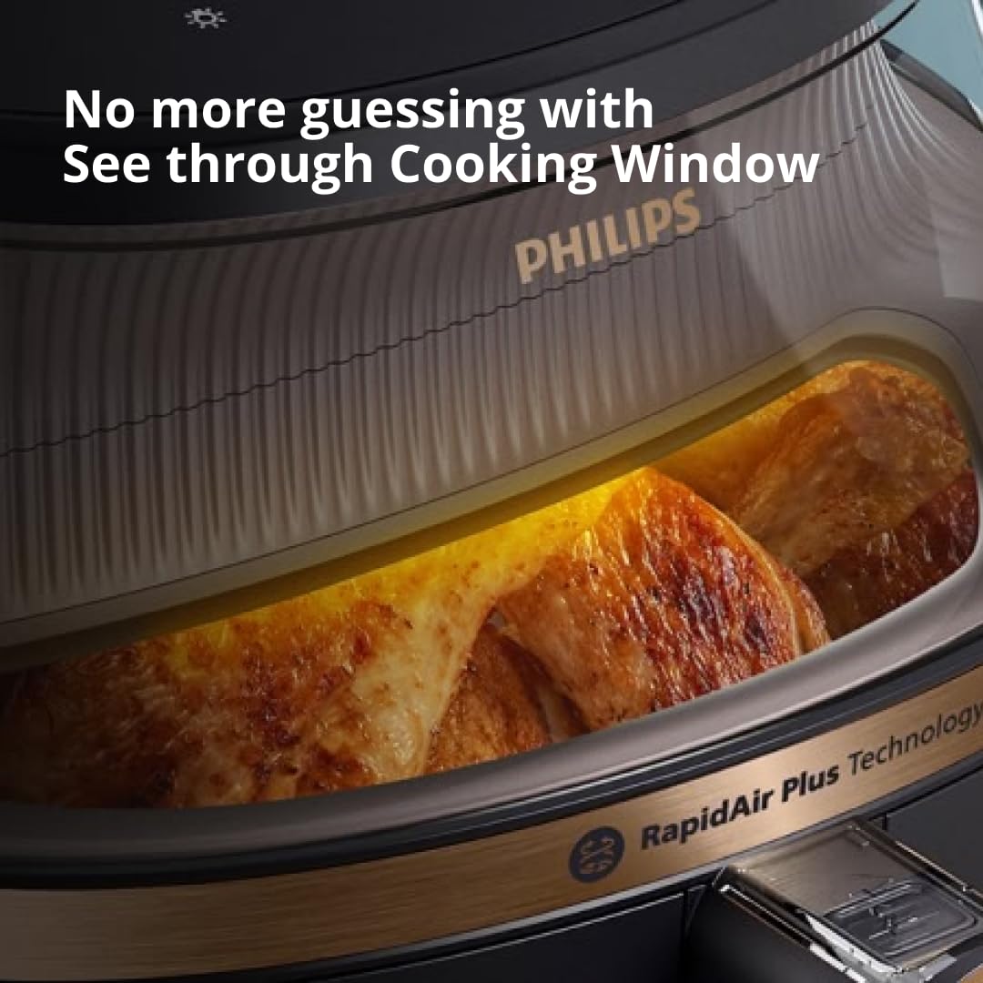 Philips Série 3000 7.2L Airfry, fenêtre de cuisson, friteuse 16 en 1, technologie RapidAir Plus, élimination des graisses, application de recettes HomeID, facile à nettoyer (NA342/09)