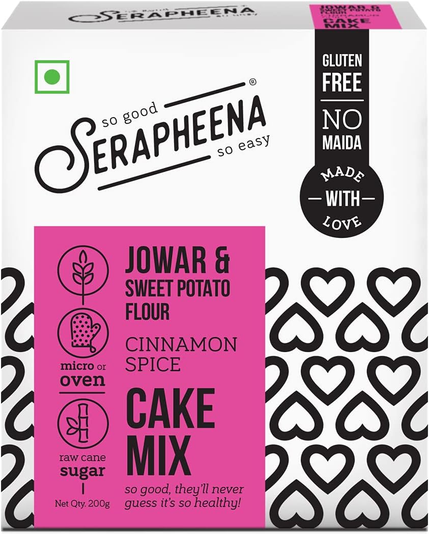 Serapheena Cinnamon Spice Cake Mix, 200g | Jowar and Sweet Potato Flour, Gluten Free, No Maida, Quick and Easy to Make