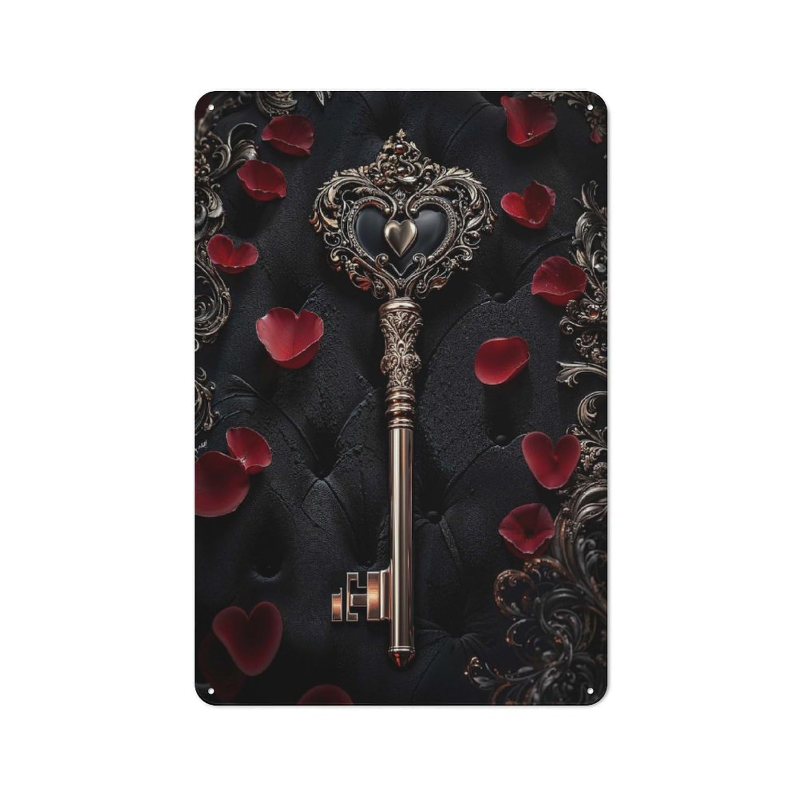 30x20cm Rustic Metal Sign with Ornate Heart Key for Kitchen Or Home Bar, for Metal Sign Collectors, for Garage And Workshop Walls
