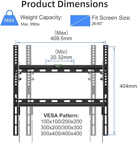 Miniatura 2 de Suptek Soporte de pared inclinable para la mayoría de televisores LED, LCD y plasma de 26 a 60 pulgadas, VESA máxima de 15.748 x 15.748 in y