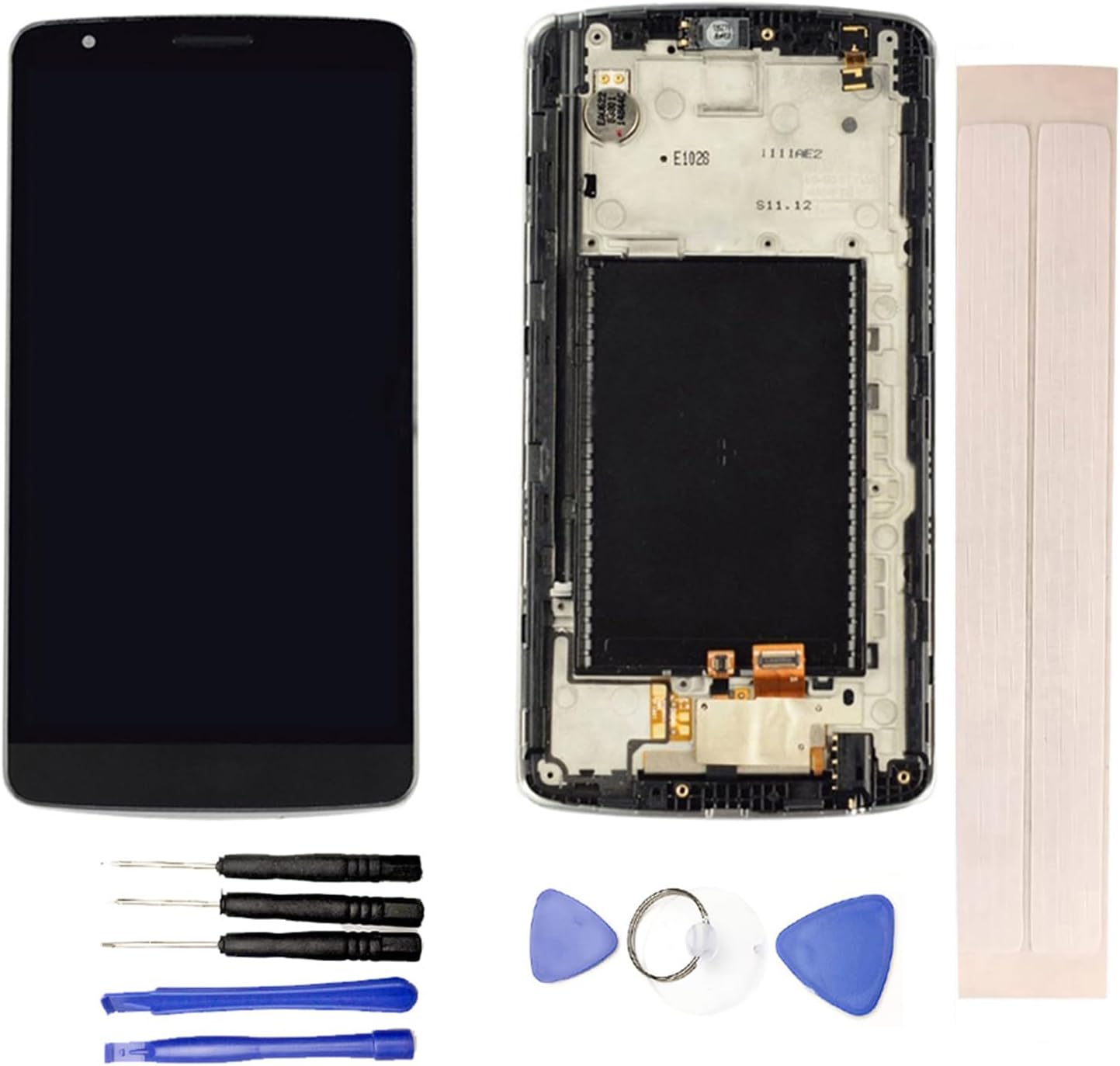 LCD Display & Replacement Touch Screen Digitizer Assembly with Free Tools for L-G G3 Stylus D690 D690N D693 D693N Black with Frame