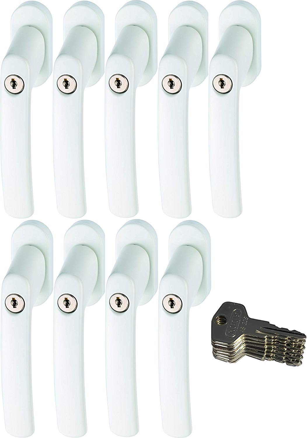 ABUS FG200 W SB abschließbarer Fenstergriff, weiß im Set 9 Stück